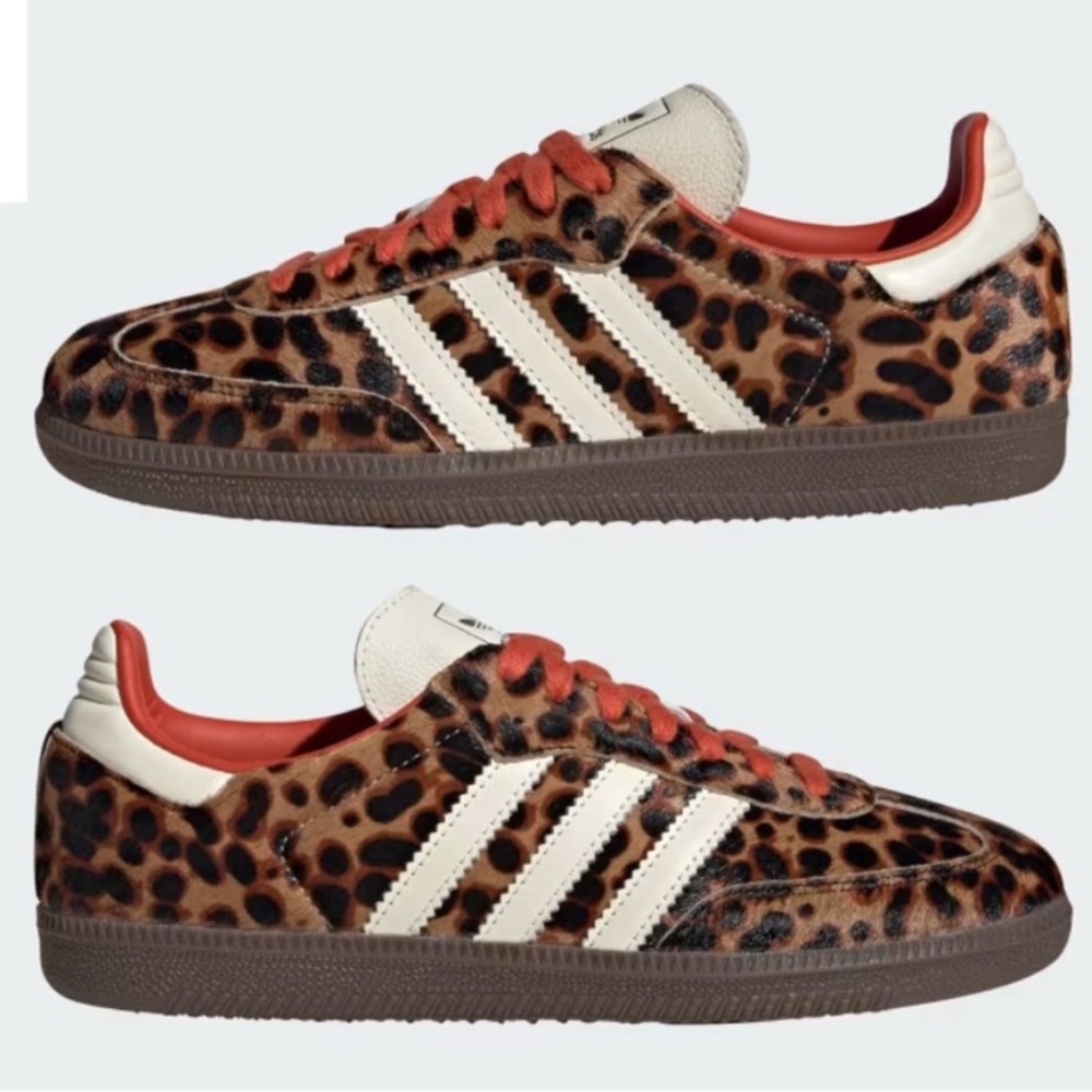 Adidas Samba Leopard Print Sneakers with Black and White Stripes